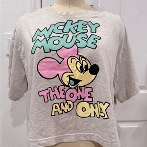 H&M x Disney Mickey Mouse Crop Top - Gray and Pink